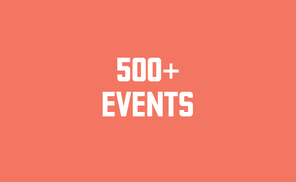 500+ events